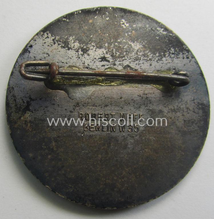 Fairly luxuriously-styled so-called: 'Reichsnährstand'- (ie. 'RNSt.'-) related day-badge (ie. 'tinnie') as was issued to commemorate an: 'RNSt.'-gathering ie. show entitled: '4. Reichnährstands-Austellung - München - 1937'