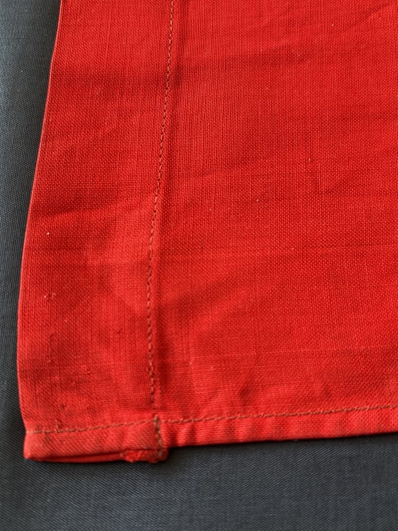 GERMAN WWII THIRD REICH AUTHENTIC ORIGINAL SMALL NSDAP NAZI DRAPE WITH INK ACCEPTANCE STAMP.