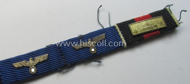 Five-pieced ribbon-bar (ie. 'Feld- o. Bandspange') showing an: 'EKII. Kl.', a: 'KvK II.Kl. m. S., a: 'FKK m. S.', 2 WH 'DA' and a: Czech 'Anschluss'-medal with 'PB-Spange'