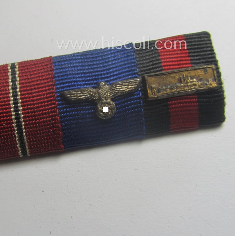 4-pieced, WWII- (ie. TR-) period ribbon-bar (ie. 'Feld- o. Bandspange') showing various WWII-period awards (amongst which a Czech 'Anschluss'-medal with attached detailed 'PB'-bar)
