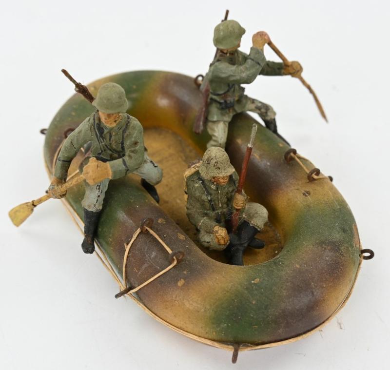 German Elastolin Toy Figures in boat