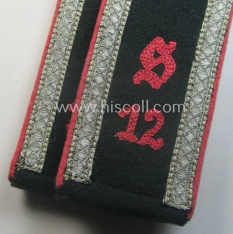 Pair of WH (Heeres) neatly 'cyphered', so-called: 'M40'-pattern NCO-type shoulderstraps: 'Unteroffizier des Panzer-Schützen-Rgts. 12'