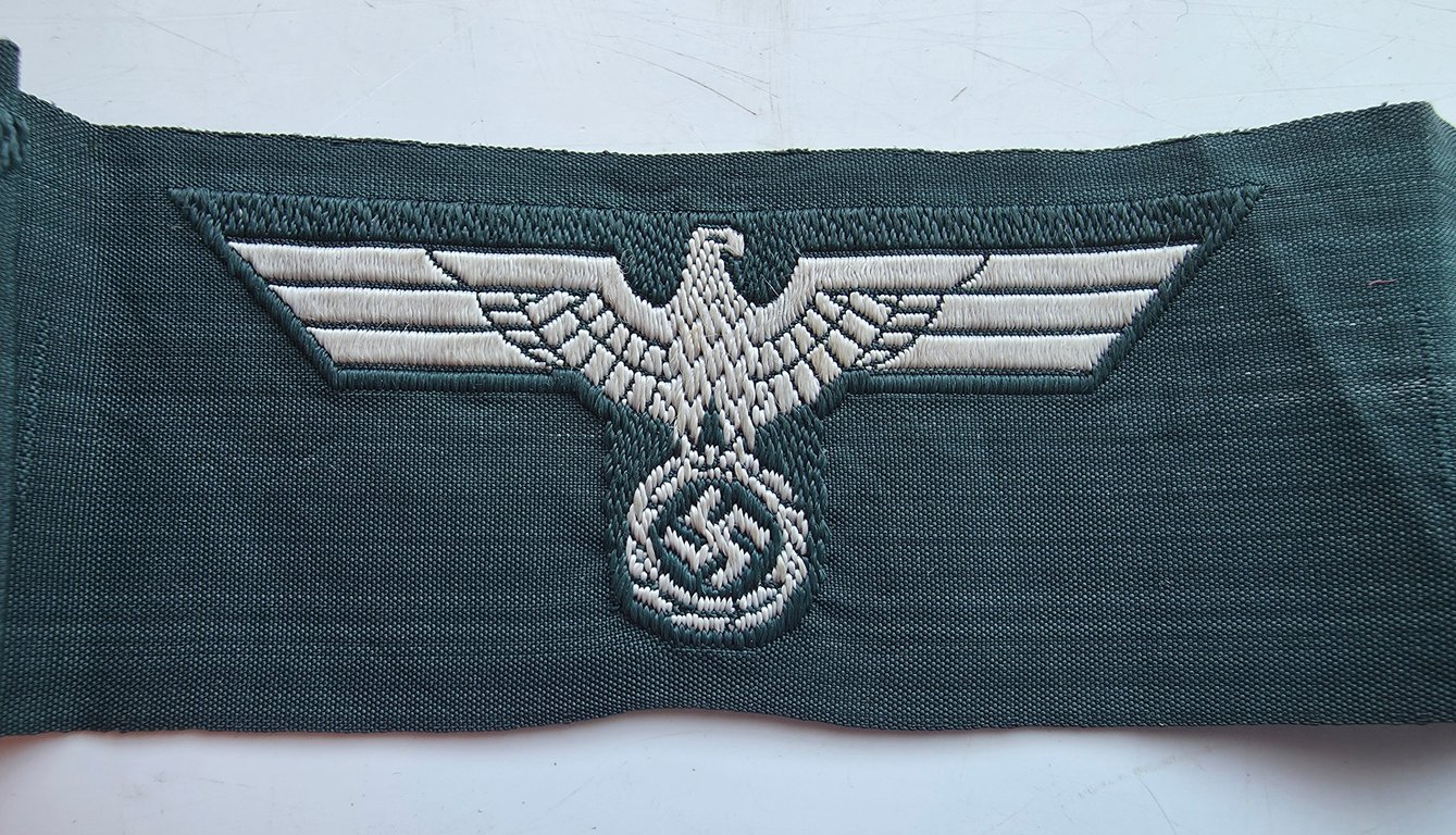 WH (Heeres)M36 pattern side cap eagles as executed in BeVo' weave pattern - on a strip of three