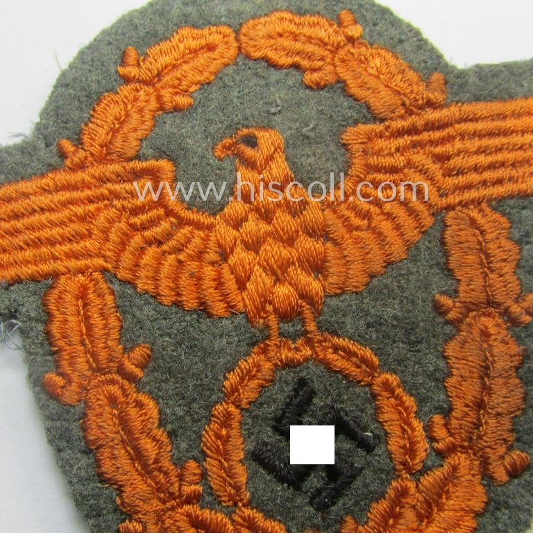 Truly worn, Field-police- (ie. WH (Heeres) related-) arm-eagle (ie. 'Ärmeladler') as was intended for usage by the staff of the notorious 'Feldgendarmerie-Trpn.'