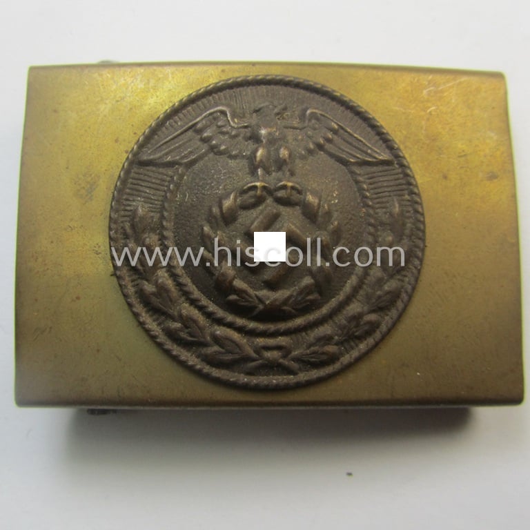 Smaller-sized- (and I deem pre-war-period!) so-called: SA (ie. 'Sturmabteilungen') copper- (ie. 'brass'-) based 'miniature'-belt-buckle that comes in a moderately used- ie. worn, condtion