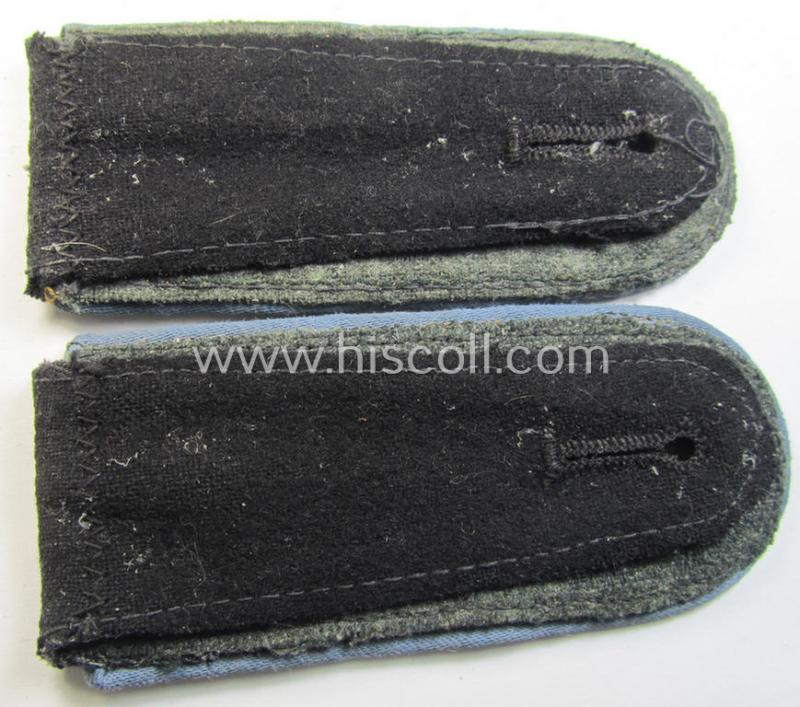 Attractive - and fully matching! - pair of Waffen-SS NCO-type- (ie. 'tropical-styled') shoulderstraps as was intended for usage by an: 'Unterscharführer' who served within the: 'Waffen-SS Nachshub-Truppen' (or: transport-troops)