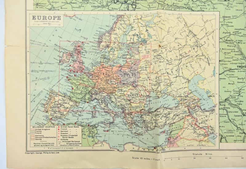 British WW2 Eastern Front Map with Paper Flags