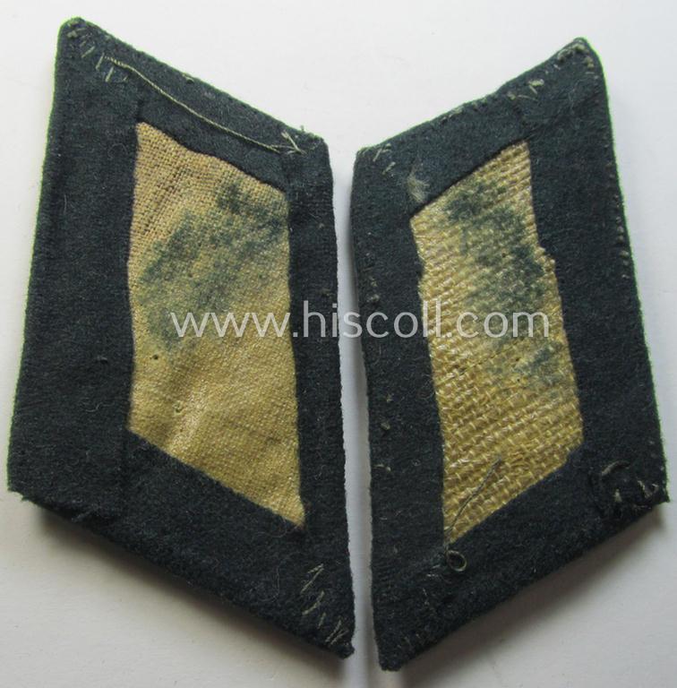 Neat - clearly worn and fully matching! - pair of WH (Heeres) collar-tabs (ie. 'Kragenspiegel für Offiziere') as was piped in the bright-yellow-coloured branchcolour as was intended for usage by an: 'Offizier der Nachrichten-Truppen'