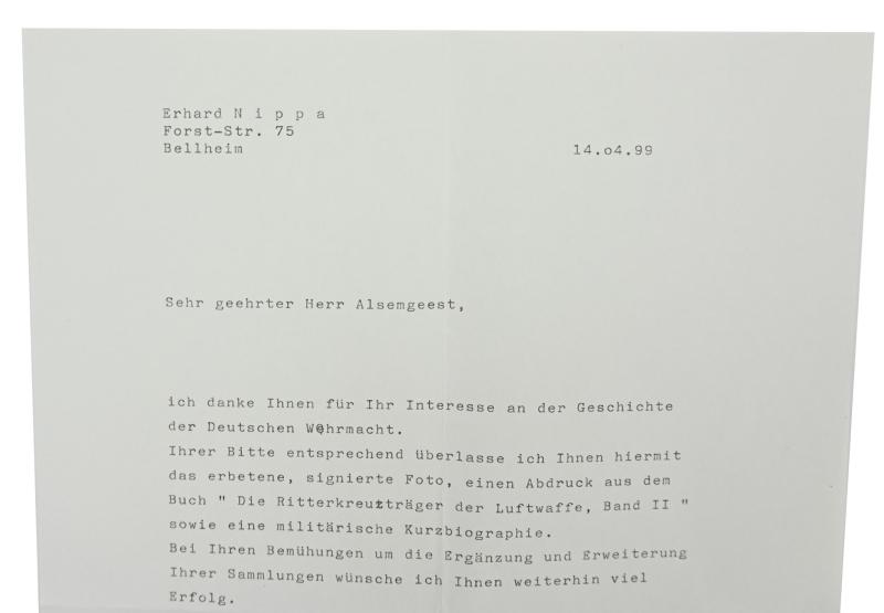 Signature of Luftwaffe KC Recipient 'Erhard Nippa'