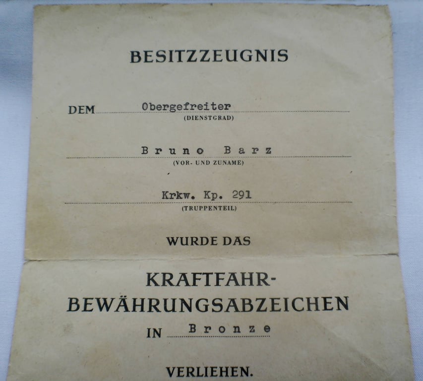 3 award citations to an Obergfreiten krfw.kp.291