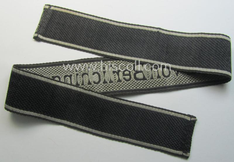 Waffen-SS 1943/44-pattern cuff-title (ie. 'Ärmelstreifen') as executed in typical 'BeVo'-weave-pattern as was intended for a member within the: 17. SS-Panzergrenadier-Division 'Götz von Berlichingen'
