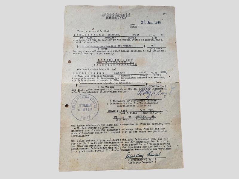 German WWII Award/Document