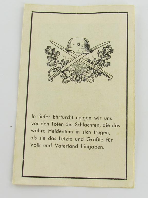 Death Notice Wehrmacht Panzer Soldier