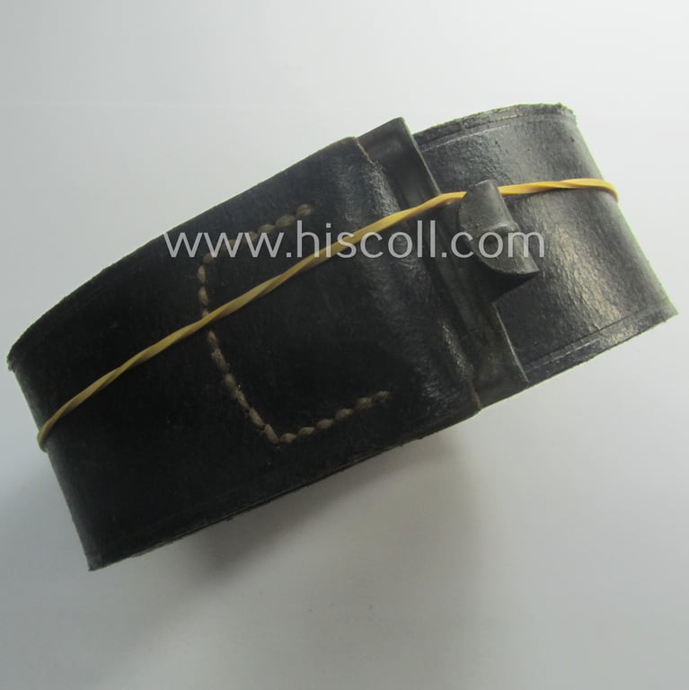 Hardly used, mid- (ie. later-) war-period, black-coloured WH (Heeres, Luftwaffe, Waffen-SS etc.) 'standard-issue'-pattern belt (ie. 'Koppelriemen') being a 110 cms. sized example that shows a (clear) makers'-designation (ie. 'RbN'-numeral)