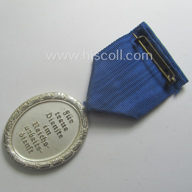 Superb, RAD (ie. 'Reichsarbeitsdienst') so-called: 'Dienstauszeichnung 3. Stufe für Männer' (as was intended for 12 years loyal-service) and that came mounted onto its period ribbon (ie. 'Bandabschnitt')