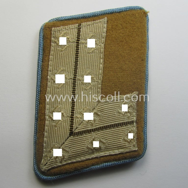 Pair of N.S.D.A.P.-type collar-patches (ie. 'Kragenspiegel für pol. Leiter') being a pair as was intended for an: 'N.S.D.A.P.-Hauptstellenleiter' at 'Orts'-level that still shows its period-attached 'RzM'-etiket