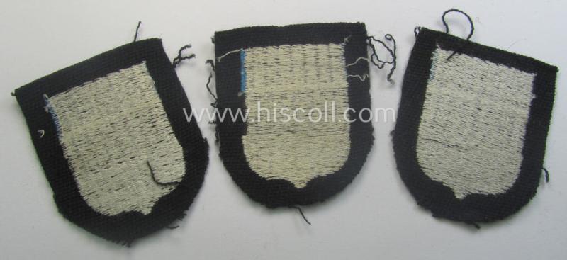 Estonian, Waffen-SS 'volunteer' arm-shield as was specifically intended for usage by soldiers of the: '20. Waffen-Grenadier-Division der SS' (ie. 'estnische Nr. 1') that comes in a 'virtually mint- ie. unissued', condition