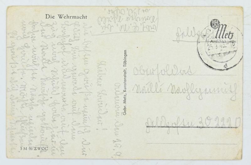 German WH Postcard 'Uns schmeckt's immer!'