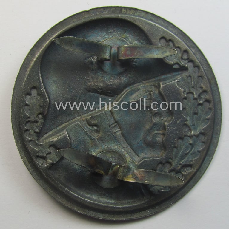 Silverish-grey-coloured- (and I deem typical tin-based) WH (Heeres'-) related so-called: 'photo-album-device' depicting a German soldier wearing a steel-helmet