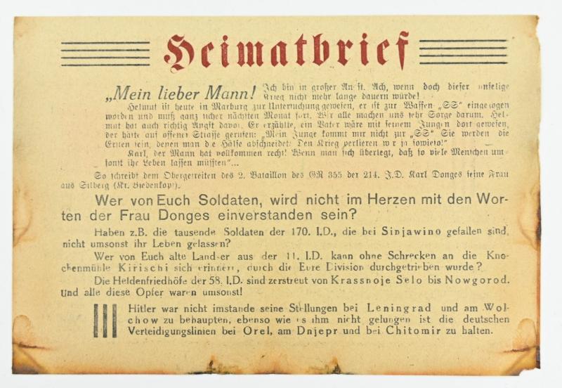 Russian WW2 Droppingsflyer 'Heimatbrief'