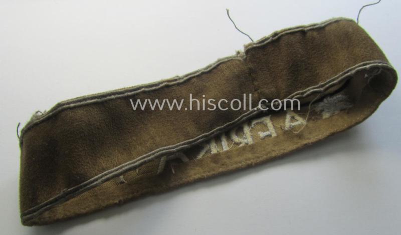Attractive - and clearly worn! - WH cuff-title (ie. 'Ärmelstreifen') entitled: 'Afrika' (being a minimally shortened example that comes in an overall very nice- (ie. issued and clearly worn ie. once tunic-attached-), condition)