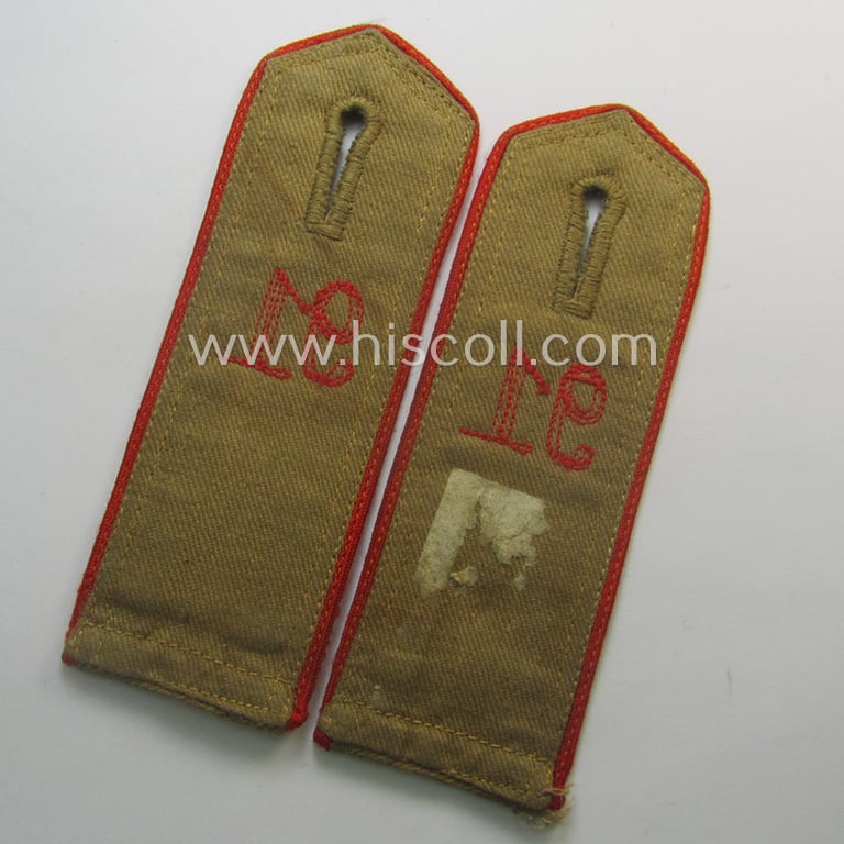 Pair of early-pattern, 'HJ'- (ie. 'Hitlerjugend'-) shoulderstraps for usage by a: 'Hitlerjunge' who was attached to the: 'Oberbann 1 - Bann 91' (Bann 91 = 'Bann Oldenburg-Ammerland' situated in the 'Gebiet Nord Nordsee')