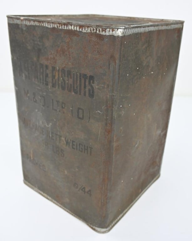 British WW2 Welfare Biscuits Tin Can FULL