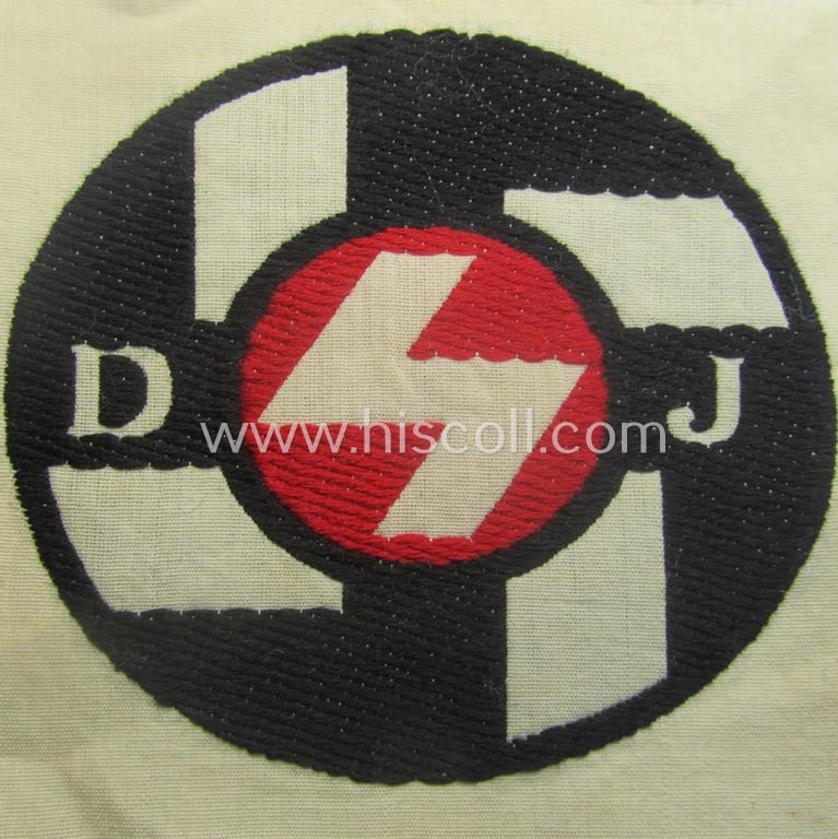 DJ- (ie. 'Deutsches Jungvolk in der HJ') related sport-shirt-patch as was executed in the neat 'BeVo'-weave-pattern and that comes in a 'virtually mint' condition