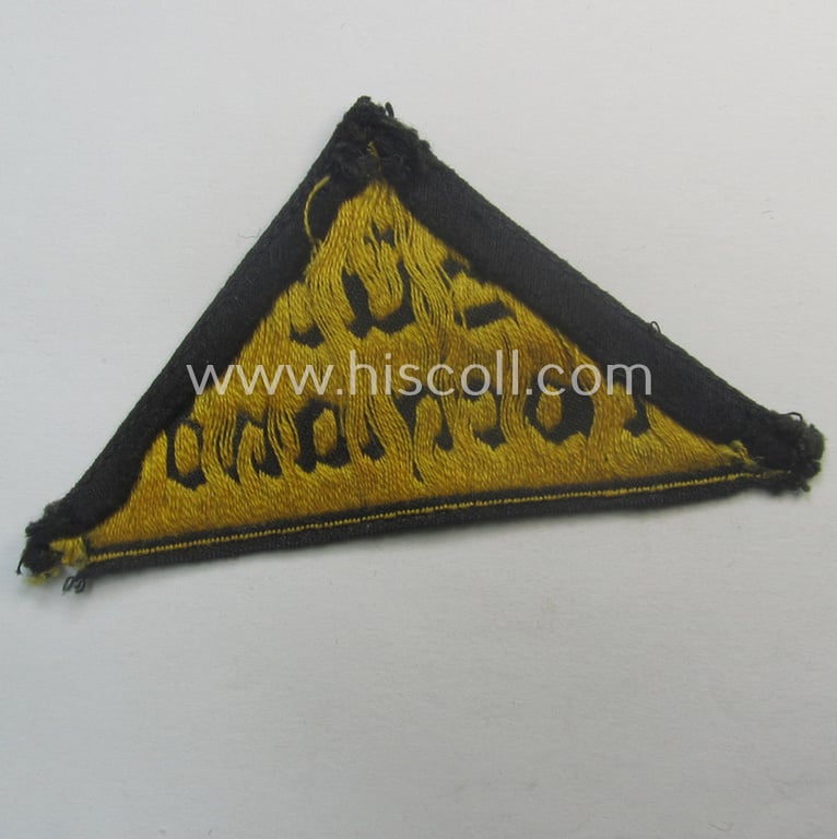 Truly used and/or worn (early-pattern!) 'HJ' ('Hitlerjugend') district-triangle (ie. 'Gebietsdreieck') entitled: 'Süd Hochland'