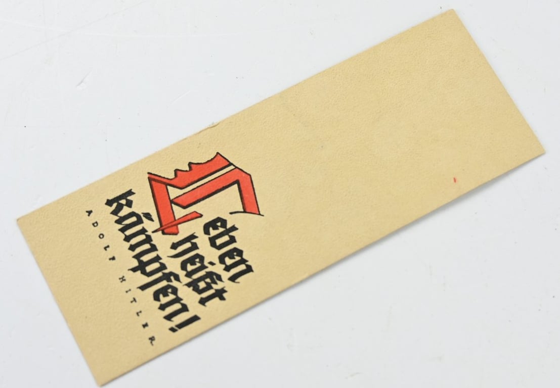 German Bookmark "Leben heisst kämpfen! -Adolf Hitler"
