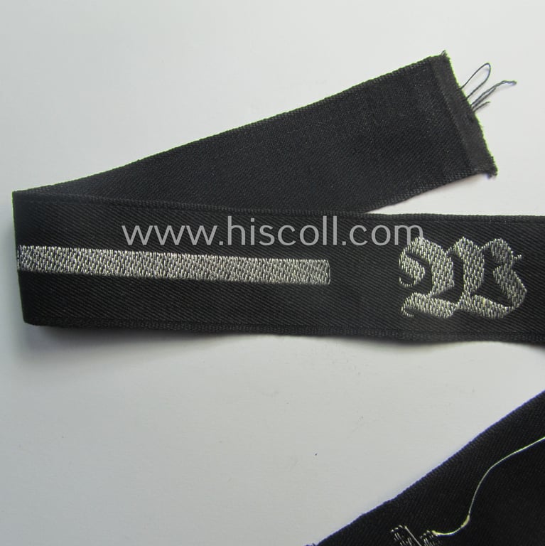 RAD (ie. 'Reichsarbeitsdienst') officers'-pattern, commemorative cuff-title (ie. 'Dienstärmelstreifen für Offiziere') depicting a capital 'W'-character (as was intended for commissioned-staff working on the various 'Westwall'-fortifications)