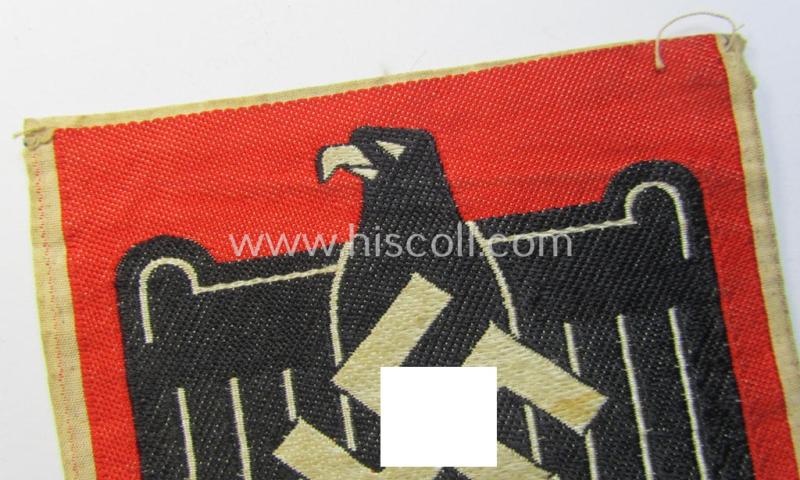 Superb - and just moderately used! - example of a neatly machine- (ie. 'BeVo'-) woven so-called: N.S.R.L.- (ie. 'NS Reichsbund für Leibesübungen'-) related sports'-tunic-patch