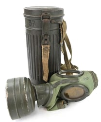 German WH M31 Named & Matching Gasmask &...