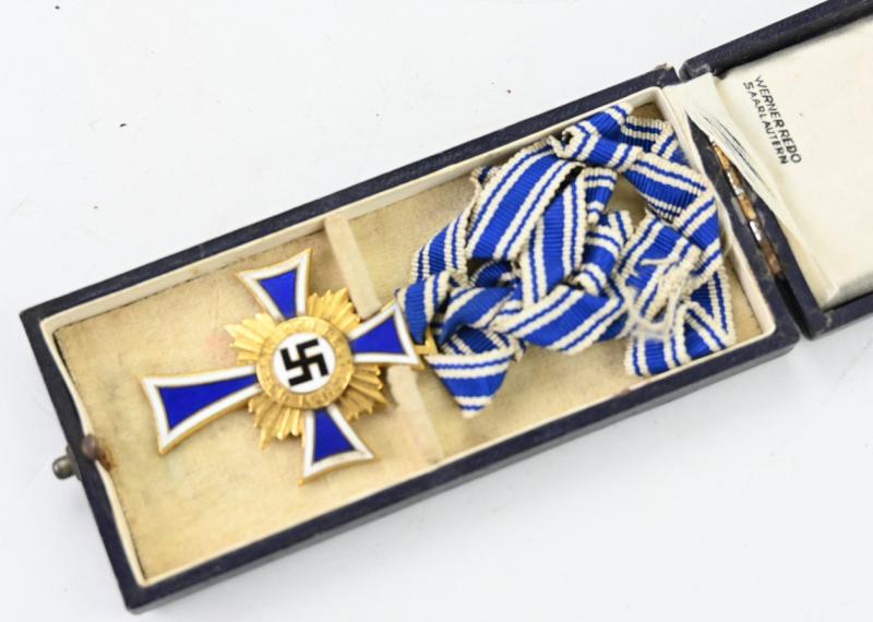 German Mother Cross in Gold with Case