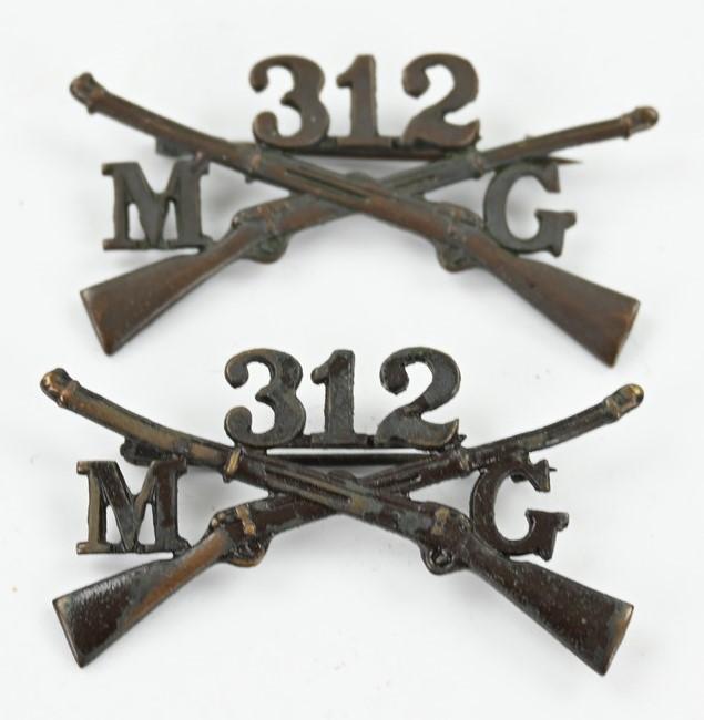 US WW1 312th MG Battalion officer collar rifles