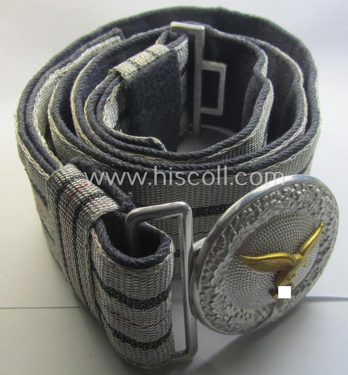 Superb - and/or fully untouched! - WH (Luftwaffe) 'standard-pattern', officers'-dress-model, aluminium-based belt-buckle and 'brocade'-based belt (of the 2nd. pattern) that comes as issued and/or stored for decades
