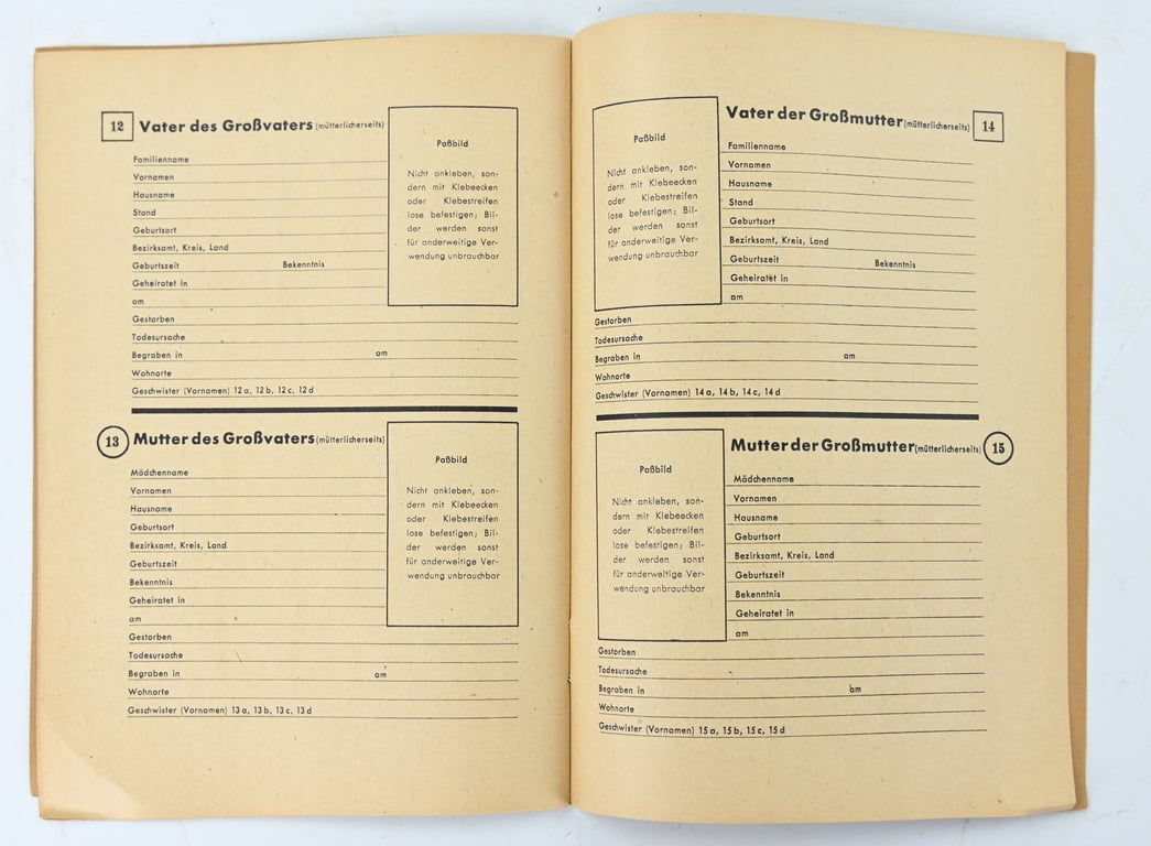 German Third Reich 'Ahnenpass' Ancestral Passport.