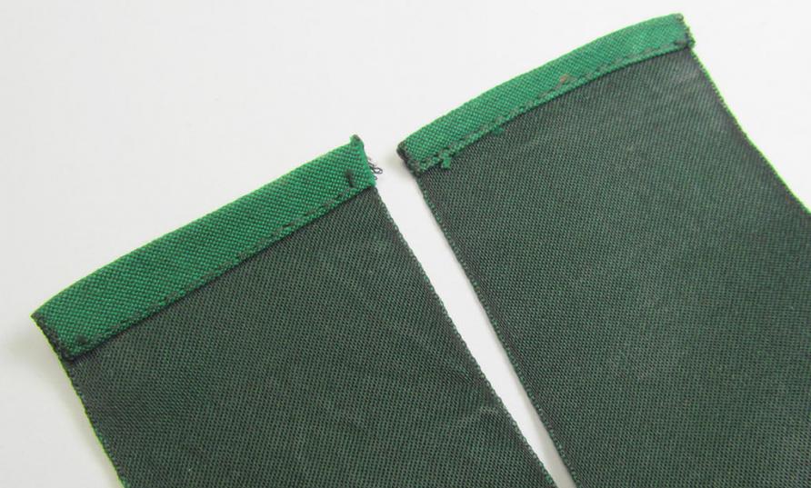 Attractive, linnen-based- and/or bright-green-coloured cuff-title (ie. 'Ärmelstreifen') depicting the text: 'L.S. Warndienst', as was intended for staff-members of the German RLB (ie. 'Reichsluftschutz-Bund')