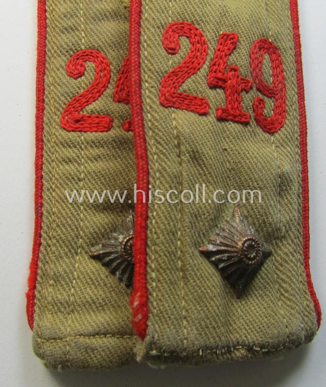 Attractive - and matching! - pair of early-pattern, so-called: 'Allgemeine-HJ' (ie. 'Hitlerjugend') shoulderstraps as intended for usage by a: 'Kameradschaftsführer' who was attached to the: 'Bann 249' (Bann 249 = 'Bann Christian Croßmann')