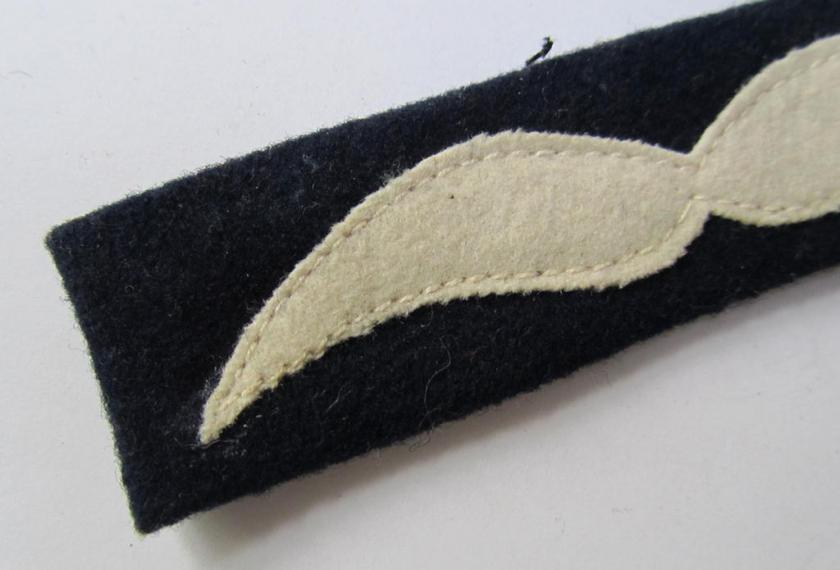 Neat - and actually scarcely encountered, albeit regrettably single! - WH (Luftwaffe), darker-blue-coloured- and/or woolen-based, NCO-type rank-patch (aka 'moustache'), as was intended for an: 'Unteroffizier'