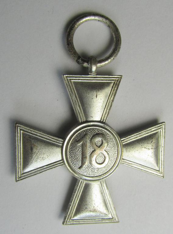 Bright-silver-toned WH (Heeres o. KM): 'WH-Dienstauszeichnung der 2. Stufe' (as was intended for 18 years of loyal-service) that comes together with its period ribbon (ie. 'Bandabschnitt') having a detailed eagle-device period-attached