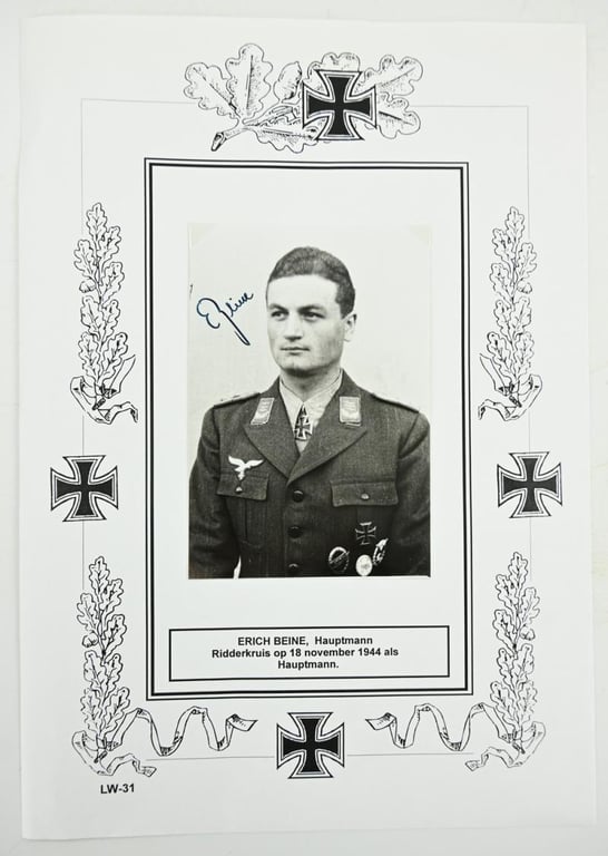 Signature of Luftwaffe KC Recipient 'Erich Beine'