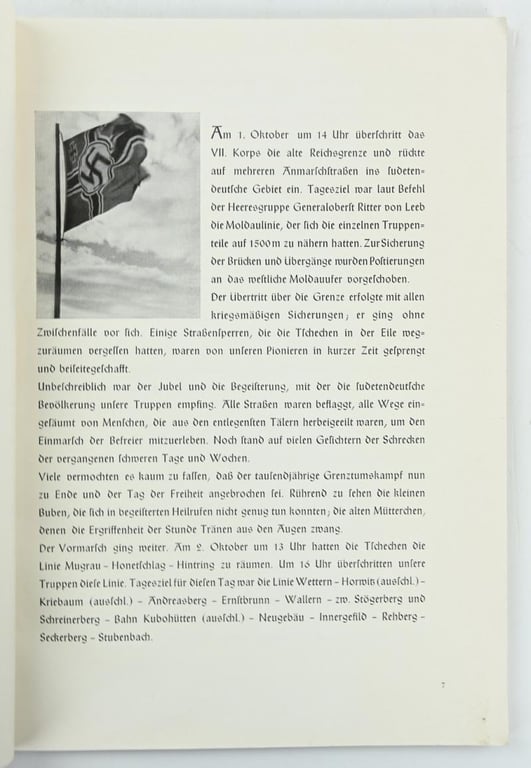 German Remembrance Book 'VII Korps in Sudetenland'