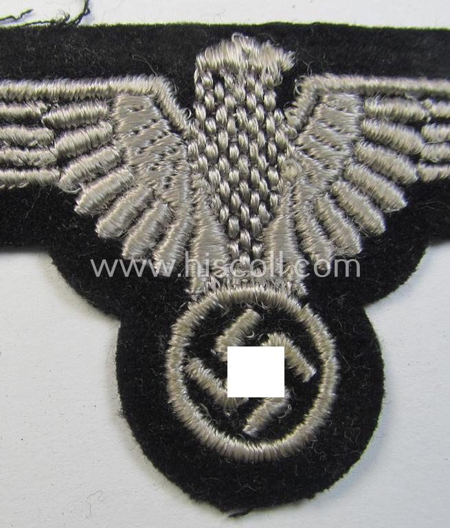 Superb example of a mid- (ie. later-war-) pattern, 'SS' (ie. 'Waffen-SS') so-called: 'RzM-style' enlisted-mens'-/ie. NCO-pattern arm-eagle as was intended for usage by the various Waffen-SS troops throughout the war