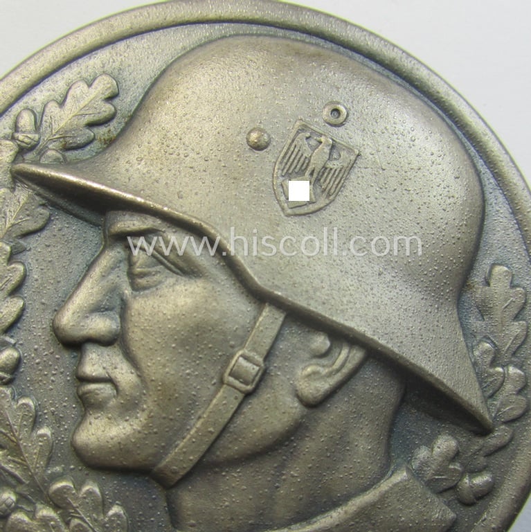 Silverish-grey-coloured- (and I deem typical tin-based) WH (Heeres'-) related so-called: 'photo-album-device' depicting a German soldier wearing a steel-helmet
