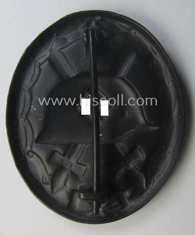 Minimally used- and/or hardly worn black-class wound-badge (or: 'Verwundeten-Abzeichen in Schwarz') being a typical non-maker-marked (and non-magnetic!) example