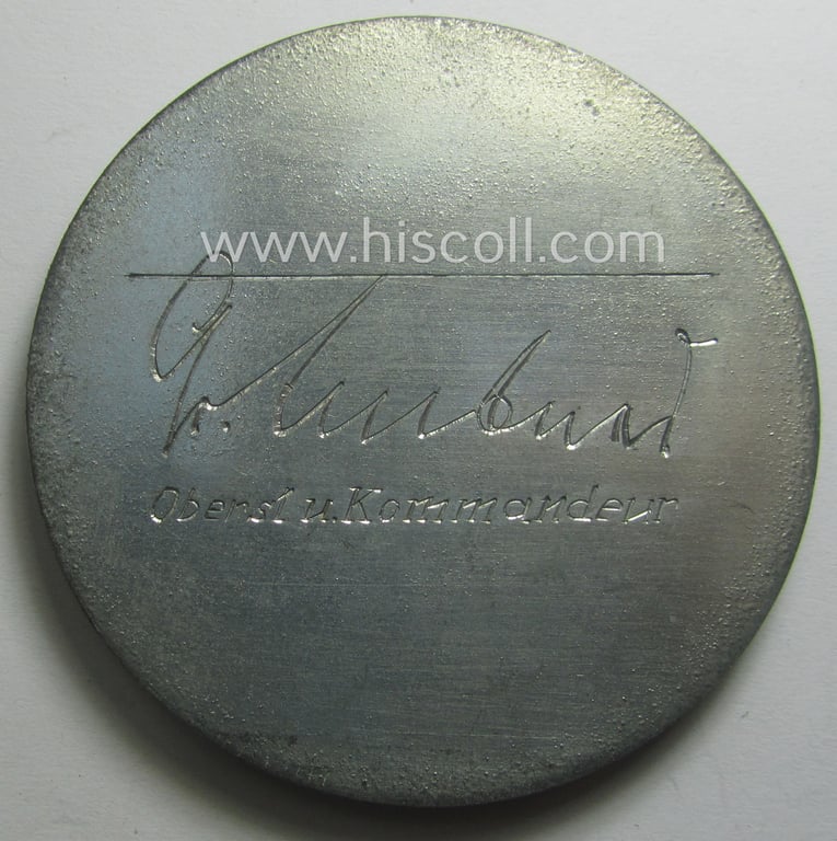 Superb - and never before seen! - WH (Luftwaffe) related, commemorative-plaque (ie. 'Erinnerungs- o. nichttragbare Plakette') entitled: 'Luftkriegsschule - 3 - Werder aH' and bearing the period-engraved text: 'Major Toepper - 14.8.39 - 22.8.42'
