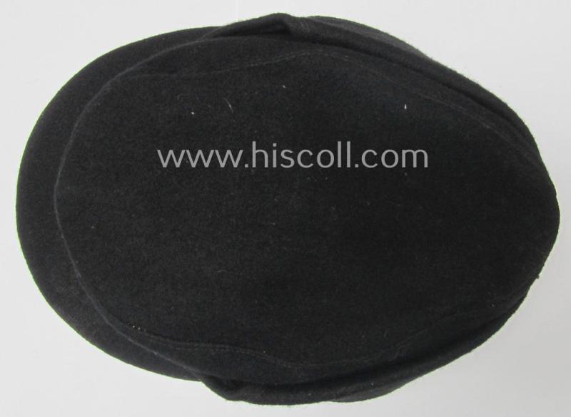 Later-war- (ie. 1943-) pattern, black-coloured WH (Heeres) 'Panzer' 'M43'-field-cap (ie. 'Einheitsfeldmütze') being a clearly '0/0250/2297'-marked and/or '1944'-dated example