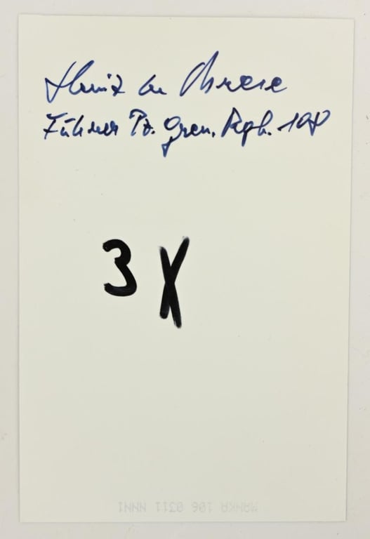 Signature of Wehrmacht KC-OLC Recipient (Heinz Wittchow von Brese-Winiary)