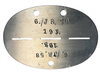 Heeres Erkennungsmarke 6. Kompanie Infanterie Regiment 58